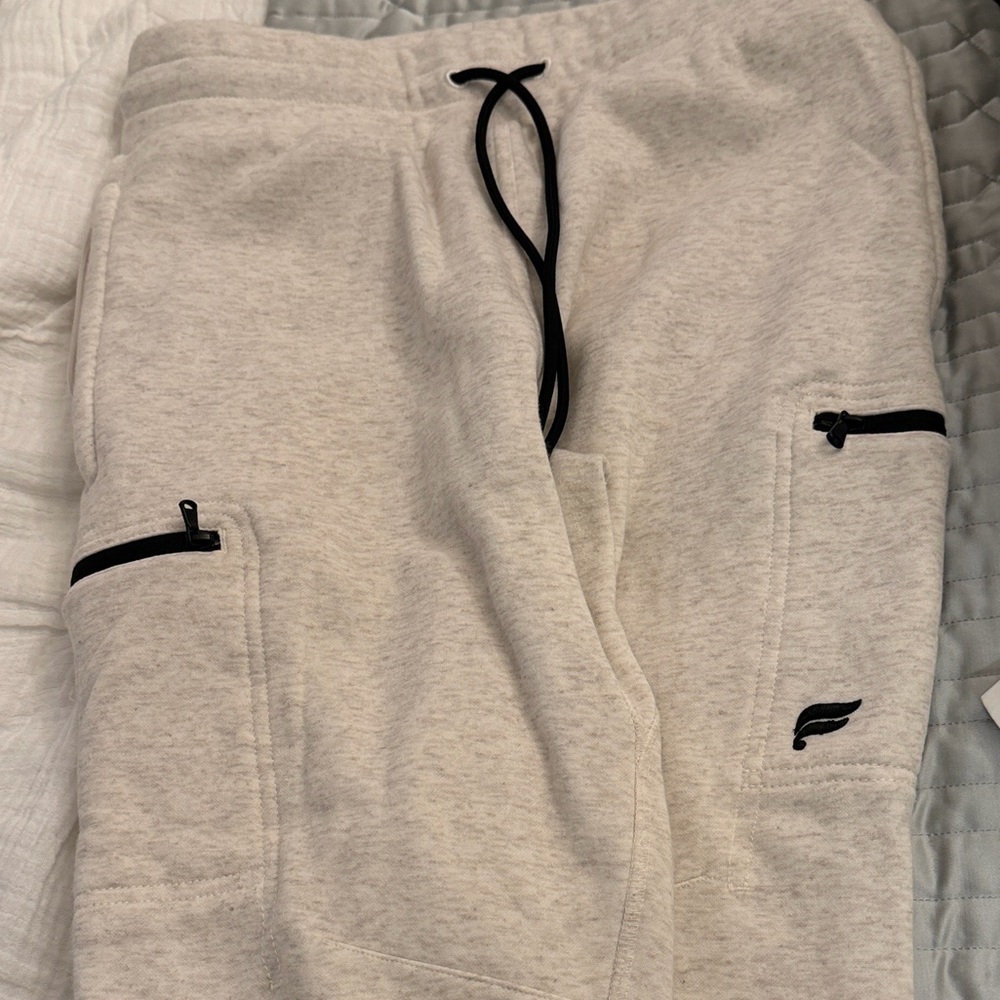 Fabletics Men's Cream Joggers with Black Accents